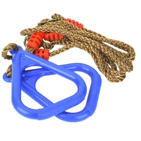 A Pair of Adjustable Plastic Children Swing Gym Fitness Exercise Sports Hanging Ring with Rope Blue