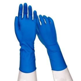 Powder Free Latex Gloves Disposable Medium, Blue Heavy Duty Disposable Gloves 50 Pack, Non-Sterile Rubber Gloves Disposable 12'