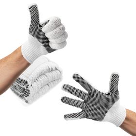 PVC Dotted Gloves 10 Inches, Large White Cotton String Gloves 480 Pack, One-Sided PVC Knit Gloves 240 Pairs