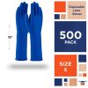 Disposable 14 Mil Blue Latex Gloves. Pack of 500 High Risk Small Gloves 12" Long with Textured Grid for Janitorial, Plumbing, Painting, Automotive