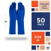 Powder Free Latex Gloves Disposable Medium, Blue Heavy Duty Disposable Gloves 50 Pack, Non-Sterile Rubber Gloves Disposable 12'