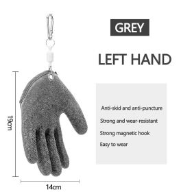 Fishing Gloves Anti-Slip Protect Hand from Puncture Scrapes Fisherman Professional Catch Fish Latex Hunting Gloves Left/Right (Color: Left Grey4, Ships From: CN)