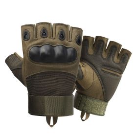 Half Finger Men's Gloves Outdoor Military Tactical Gloves Sports Shooting Hunting Airsoft Motorcycle Cycling Gloves (Color: Army Green, size: L)