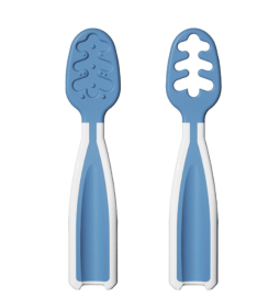 2Pcs Baby Spoons, Feeding Littles, Silicone Pre-Spoon for Kids (Color: Blue)