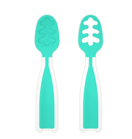 2Pcs Baby Spoons, Feeding Littles, Silicone Pre-Spoon for Kids (Color: Green)