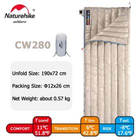 Naturehike Goose Down Sleeping Bag Naturehike Camping Ultralight Sleeping Bag Winter Waterproof Sleeping Bags (Color: CW280 Khaki Goose)