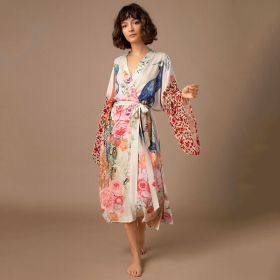 Loose Sun Protection Peacock Positioning Printing Beach Cover-up (Option: Milky White-Average Size)